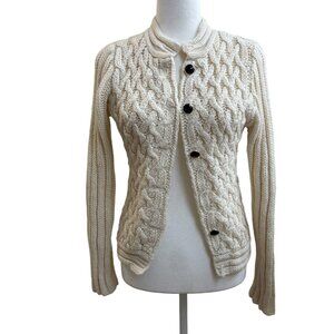 Vintage ACORN Button Front Cardigan Sweater Woll blend Womens XS Top Creme White
